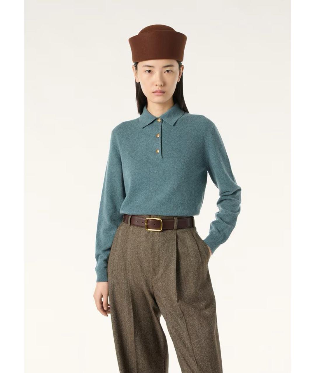 LORO PIANA Бирюзовый кашемировый джемпер / свитер, фото 2