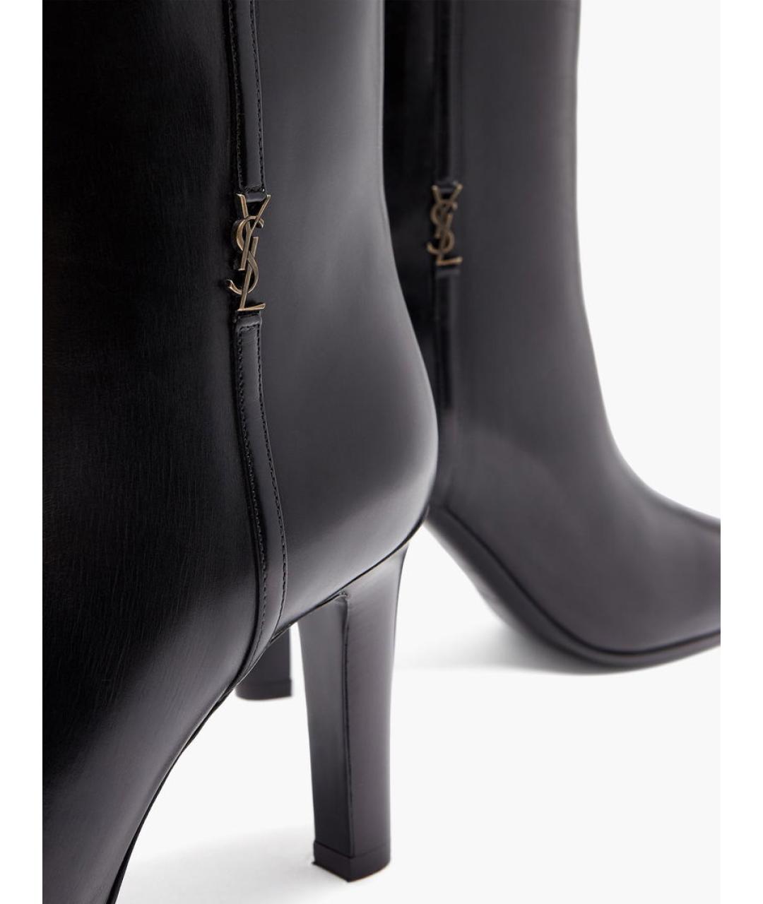 SAINT LAURENT Черные кожаные сапоги, фото 8