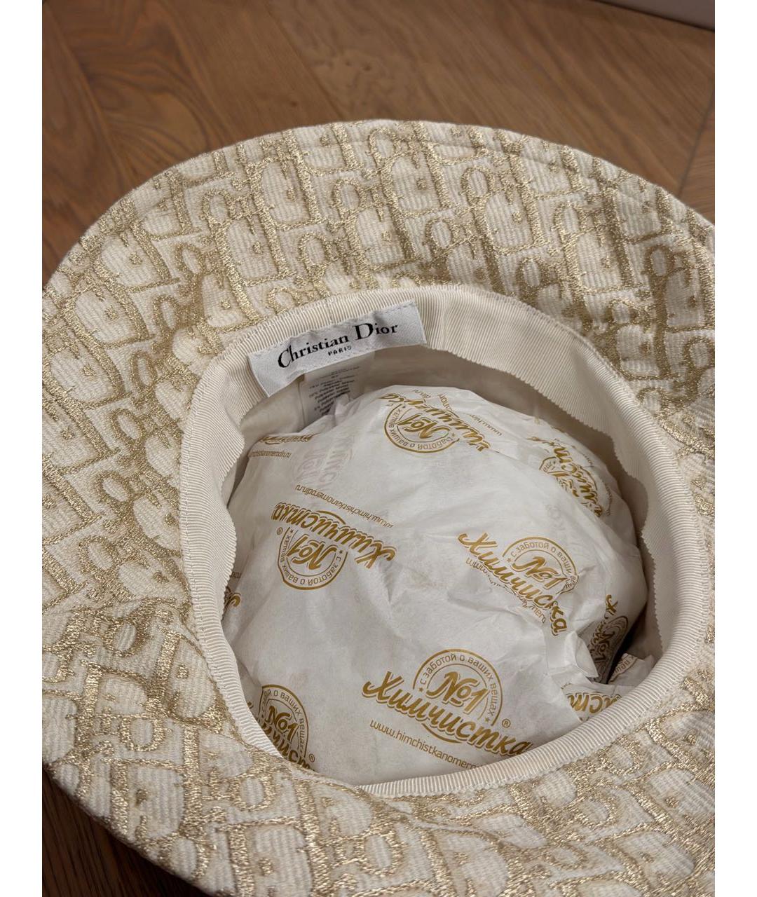 CHRISTIAN DIOR Золотая хлопковая панама, фото 3