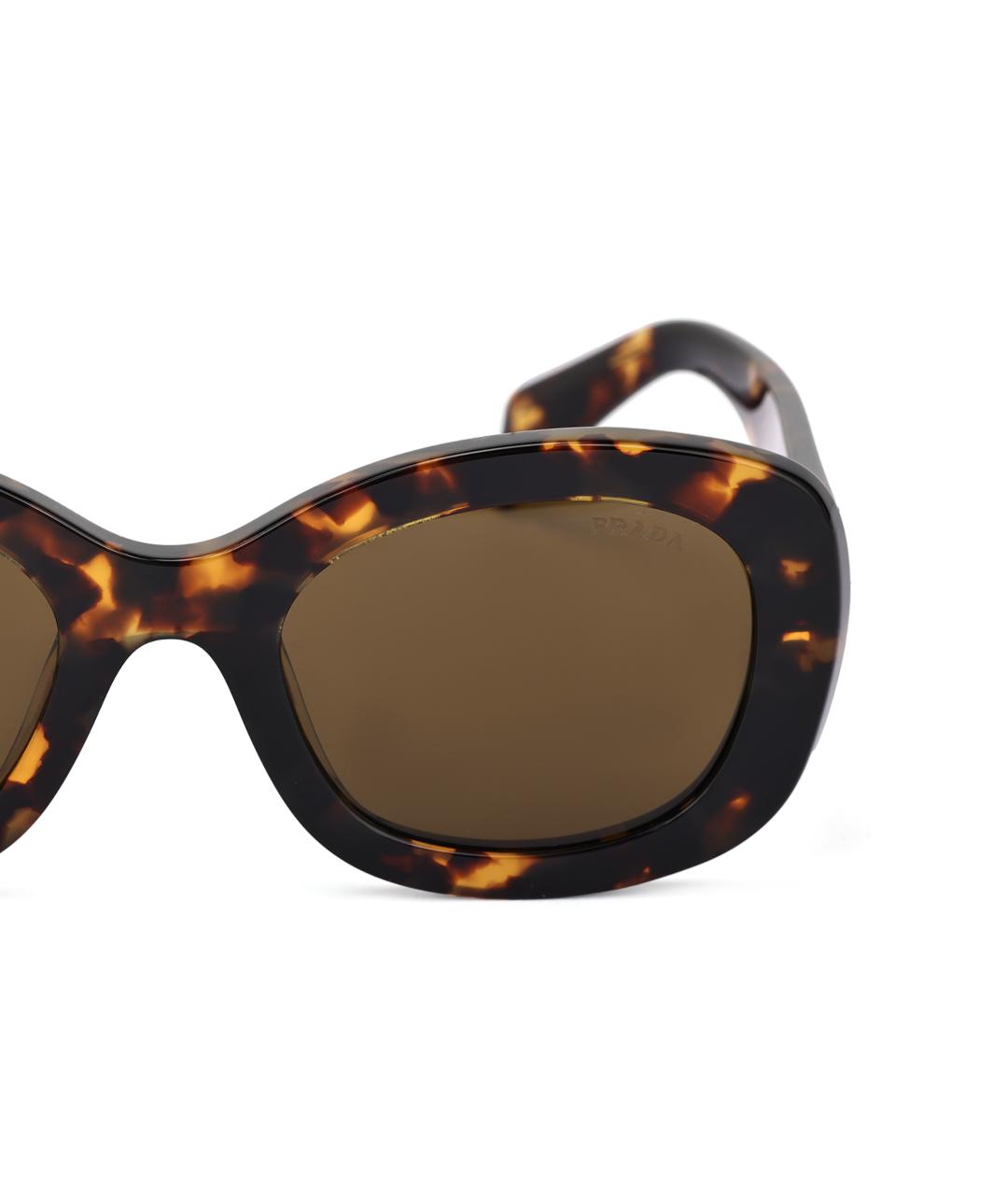 PRADA Коричневые пластиковые солнцезащитные очки, фото 3