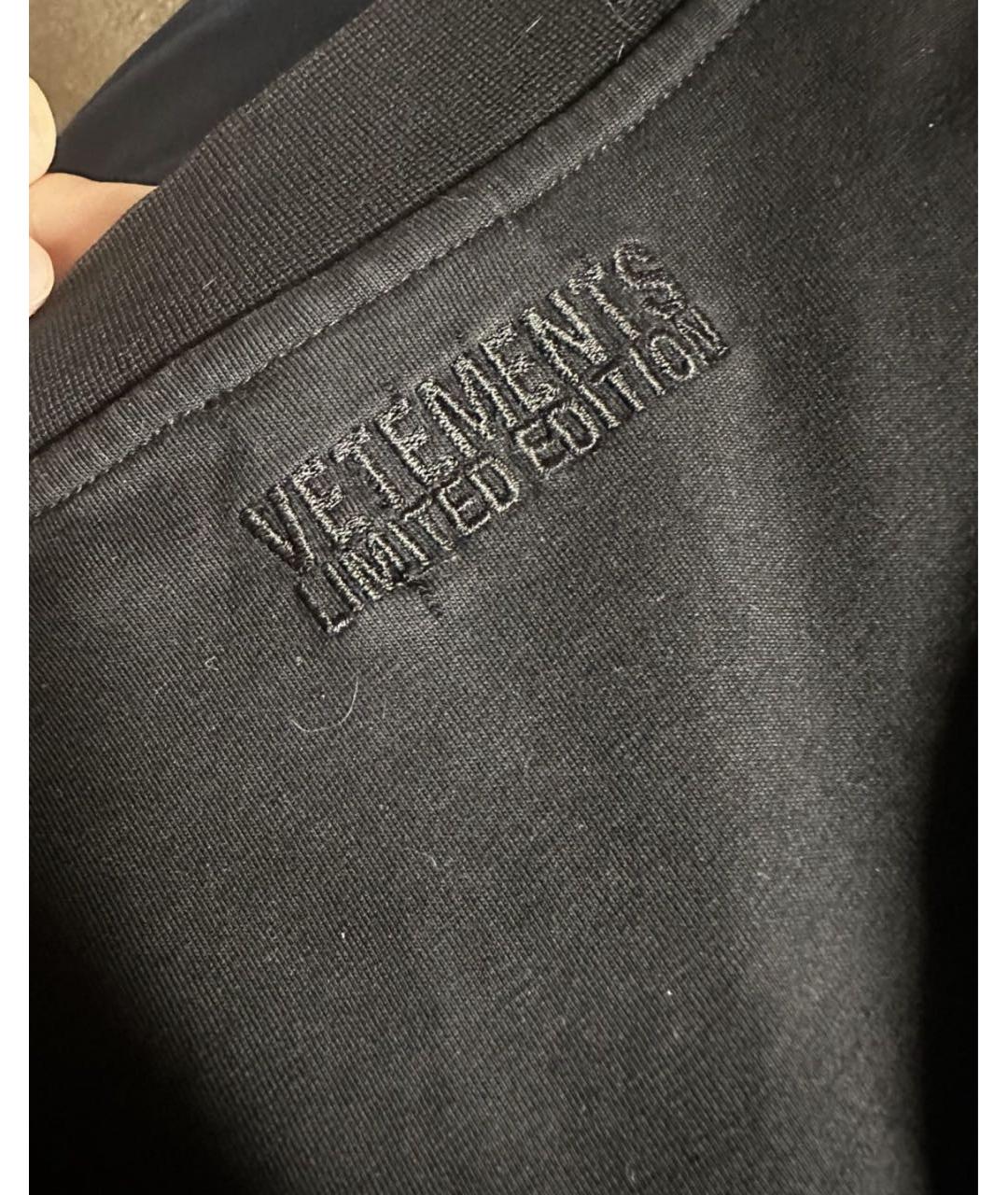 VETEMENTS Черная хлопковая футболка, фото 2