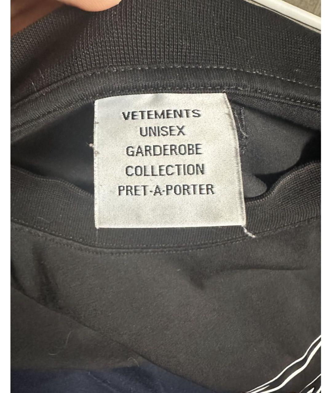 VETEMENTS Черная хлопковая футболка, фото 3