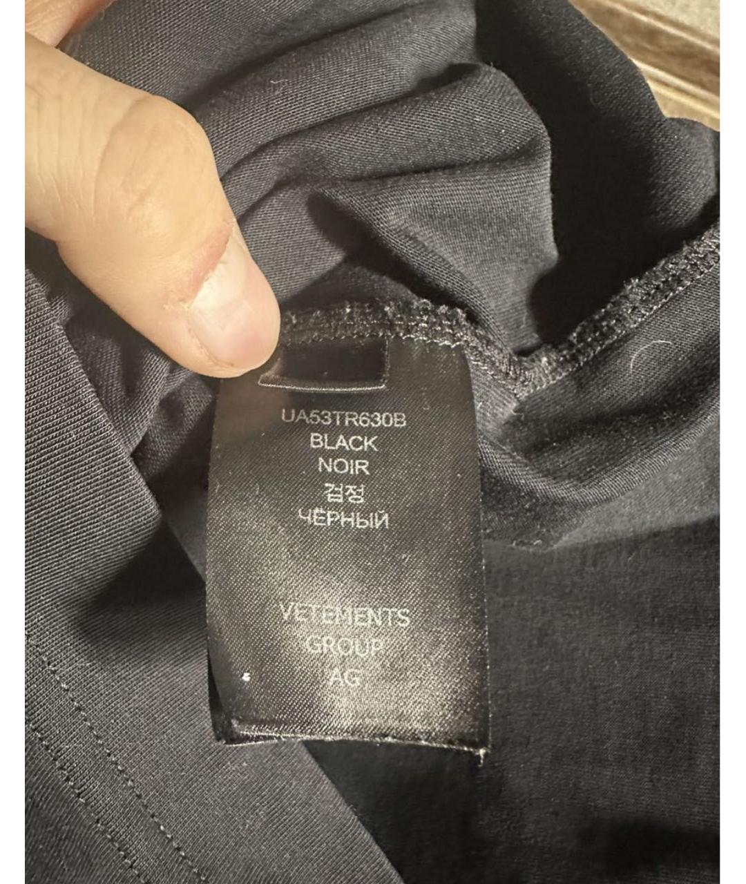 VETEMENTS Черная хлопковая футболка, фото 4