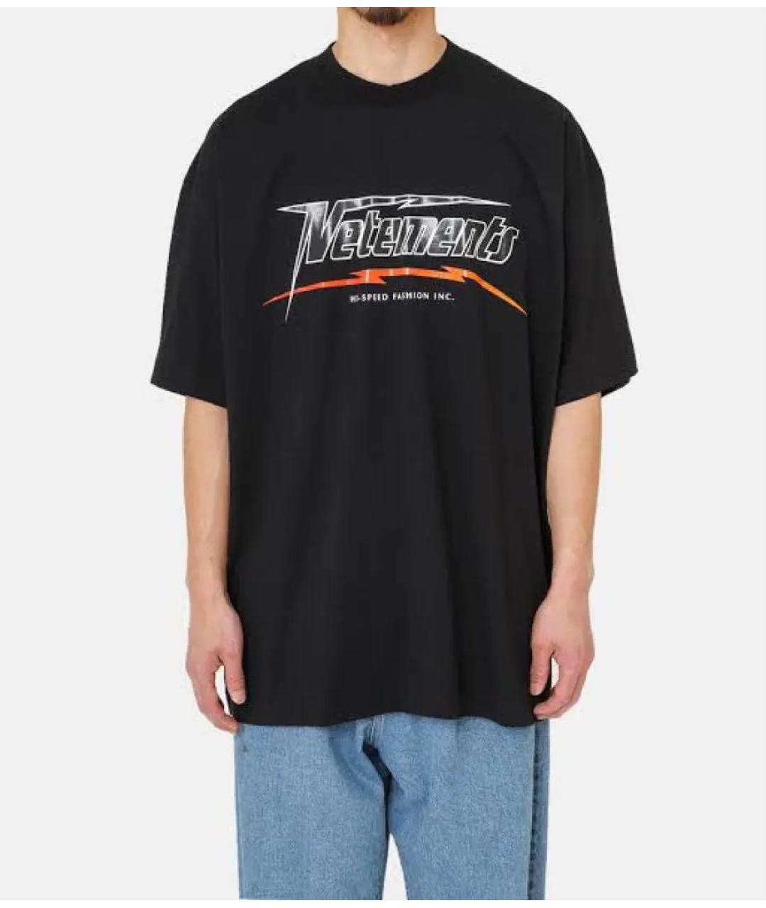 VETEMENTS Черная хлопковая футболка, фото 6
