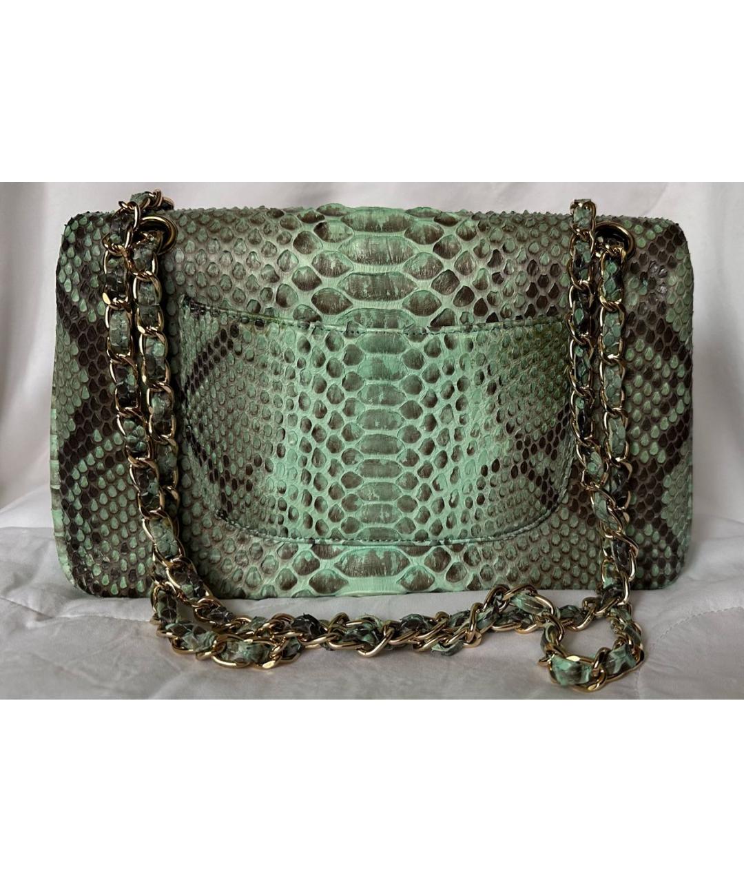 CHANEL Бирюзовая сумка через плечо из кожи питона, фото 3