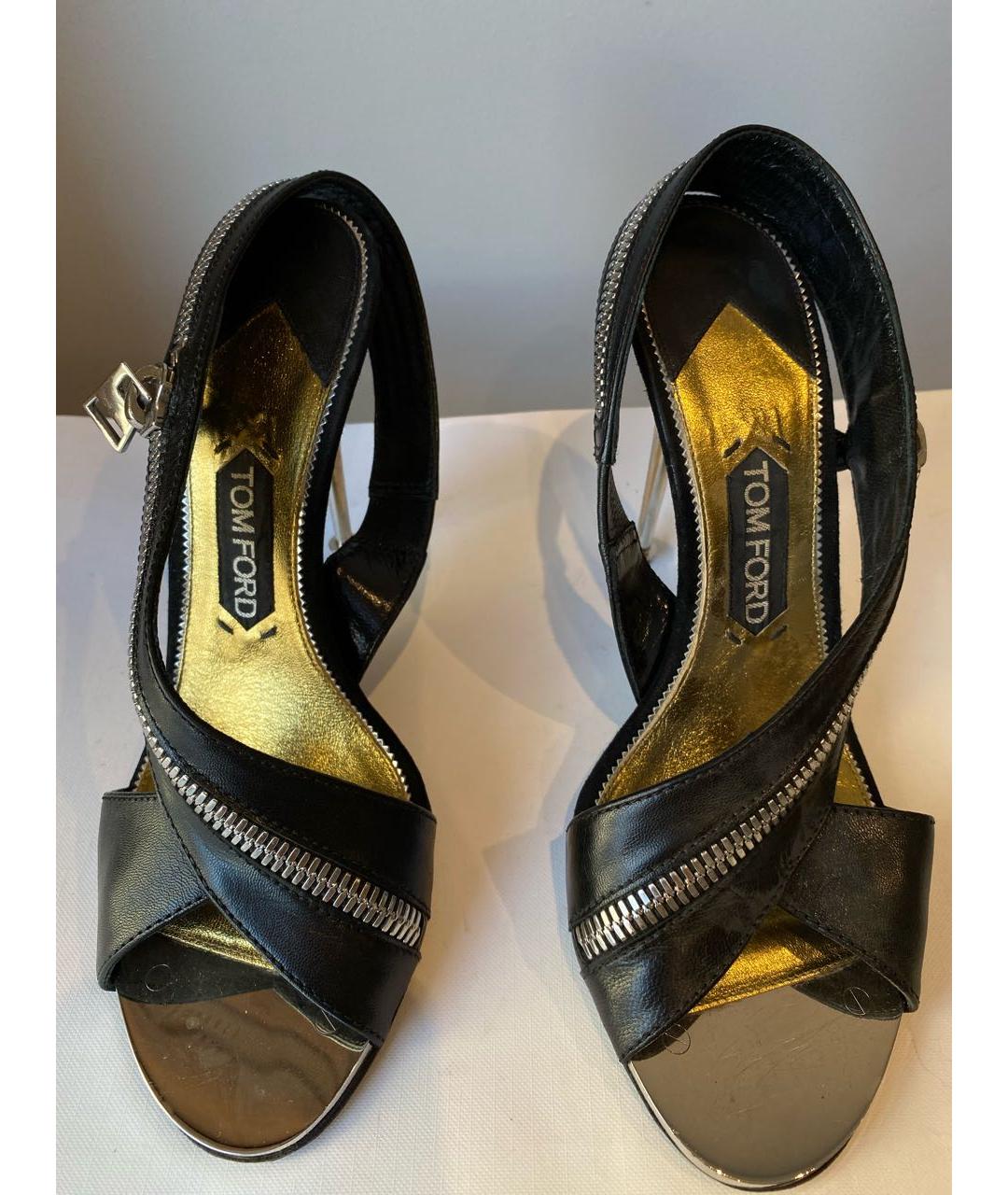 TOM FORD Черные кожаные босоножки, фото 7