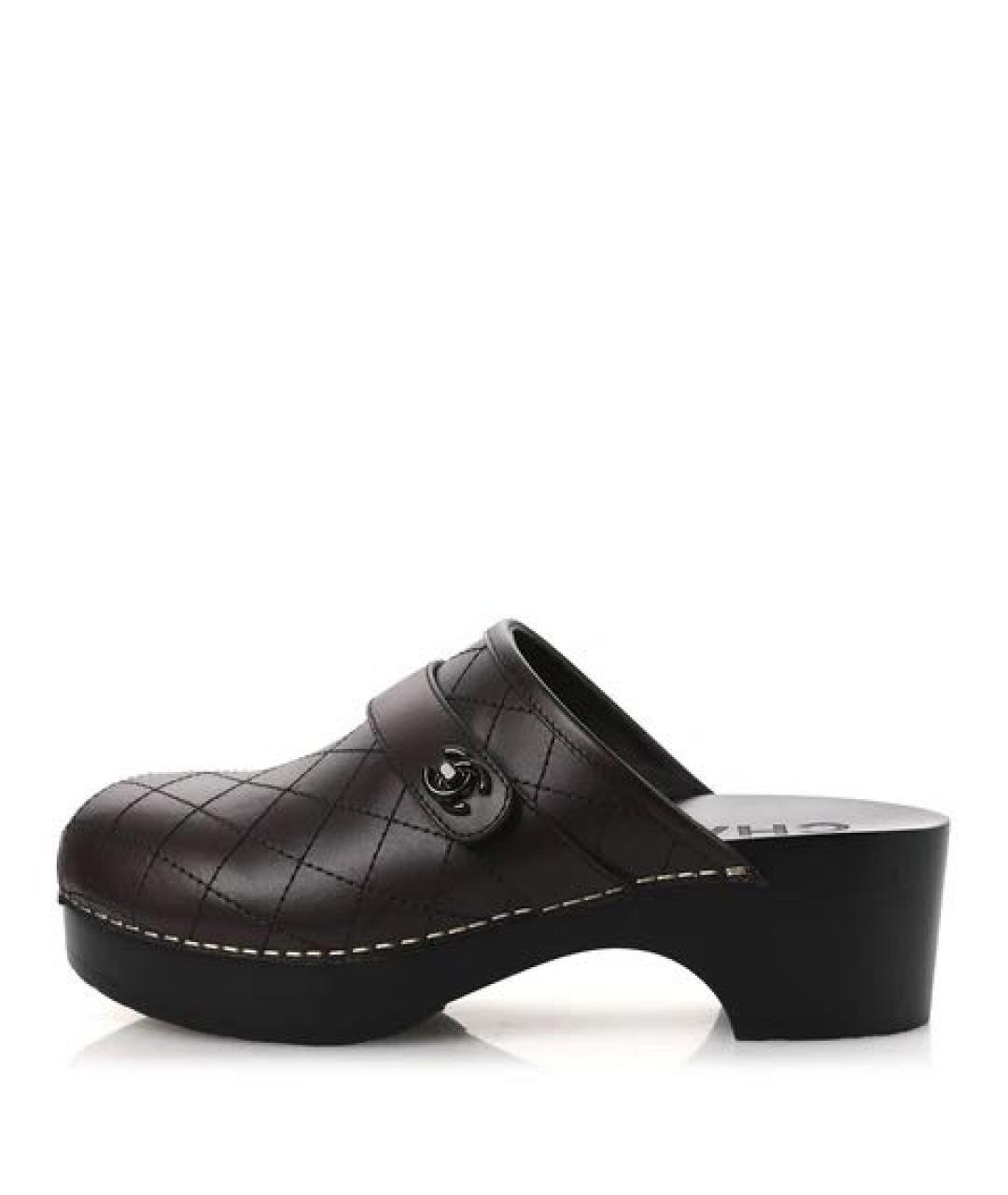 CHANEL Черные кожаные сабо, фото 5