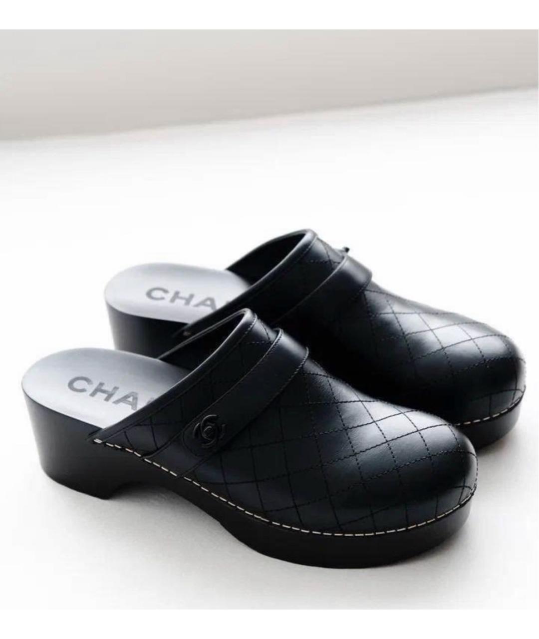 CHANEL Черные кожаные сабо, фото 2