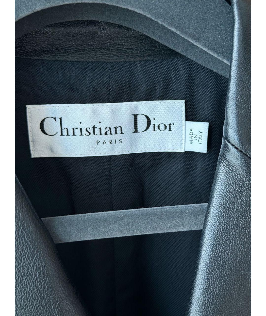 CHRISTIAN DIOR Черный кожаный жакет/пиджак, фото 2