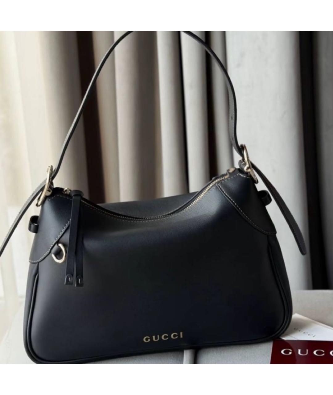 GUCCI Черная кожаная сумка с короткими ручками, фото 4