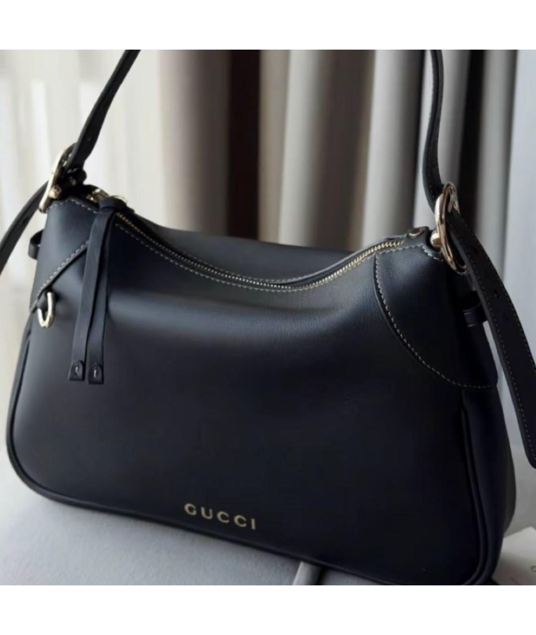 GUCCI Черная кожаная сумка с короткими ручками, фото 5