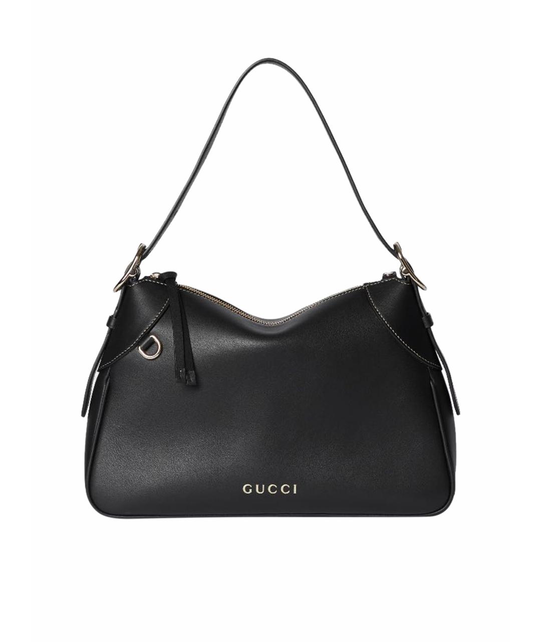 GUCCI Черная кожаная сумка с короткими ручками, фото 1