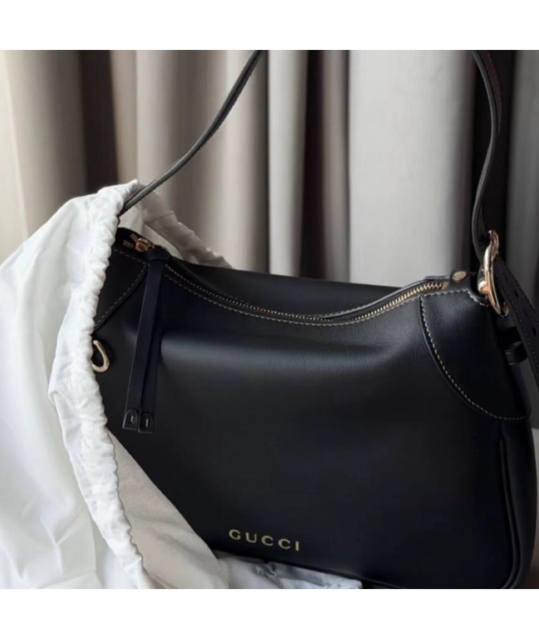 GUCCI Черная кожаная сумка с короткими ручками, фото 6