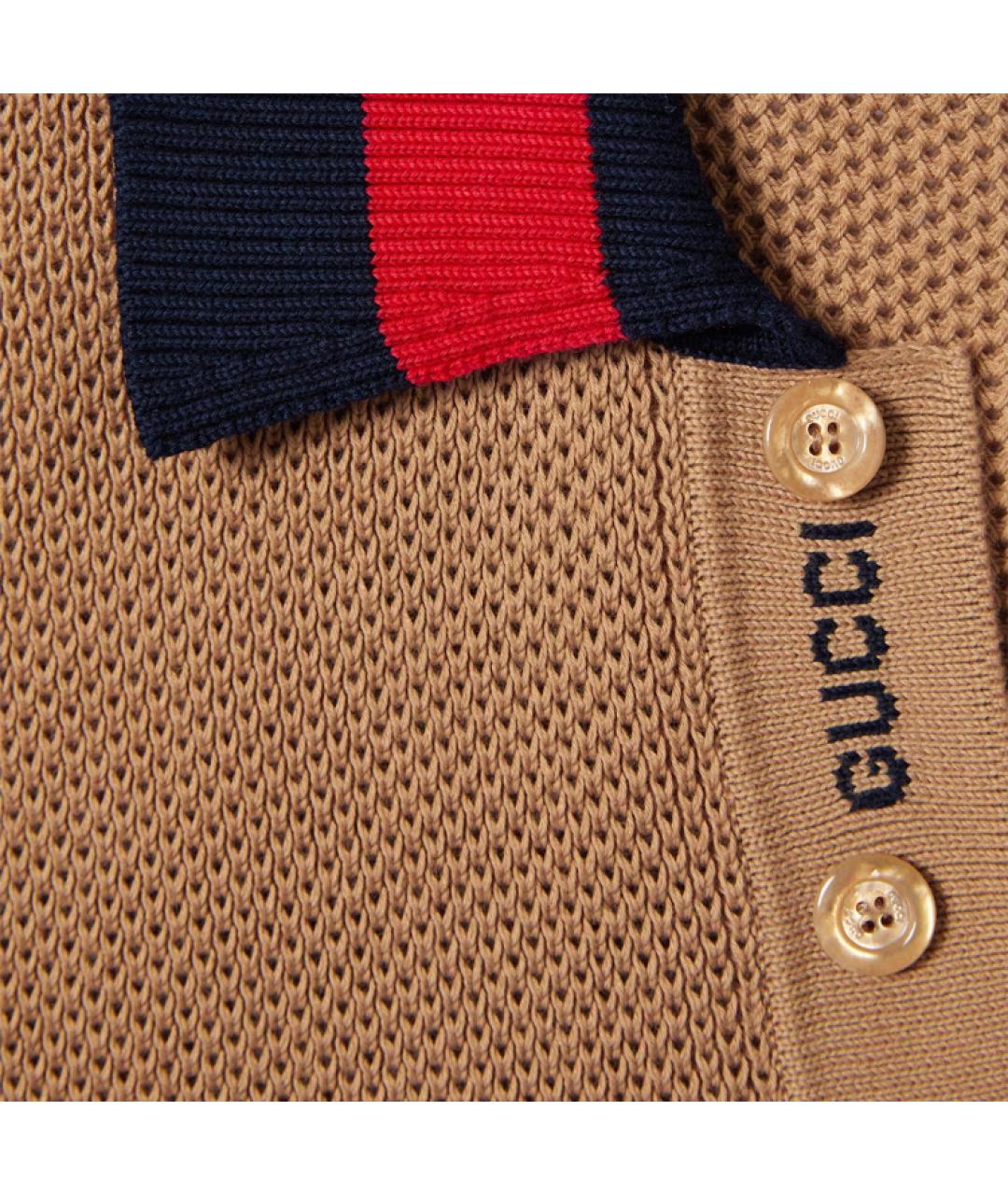GUCCI Бежевое поло с коротким рукавом, фото 2