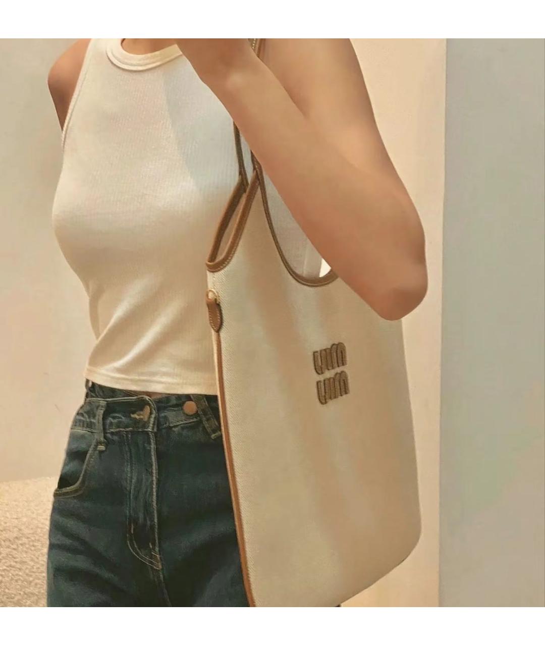 MIU MIU Бежевая сумка тоут, фото 7