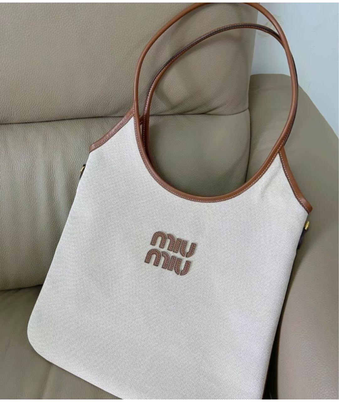 MIU MIU Бежевая сумка тоут, фото 4