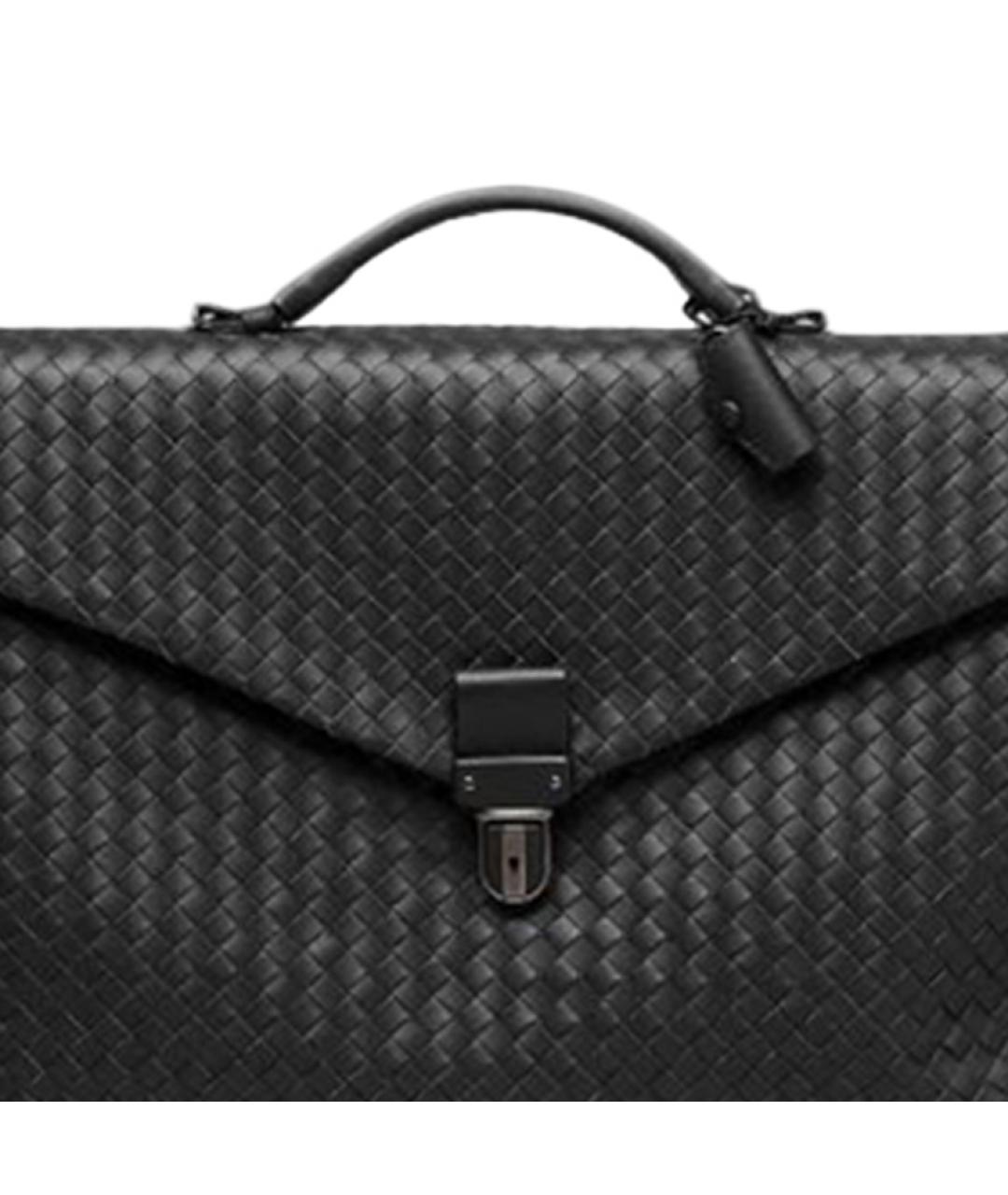 BOTTEGA VENETA Черная кожаная сумка через плечо, фото 4