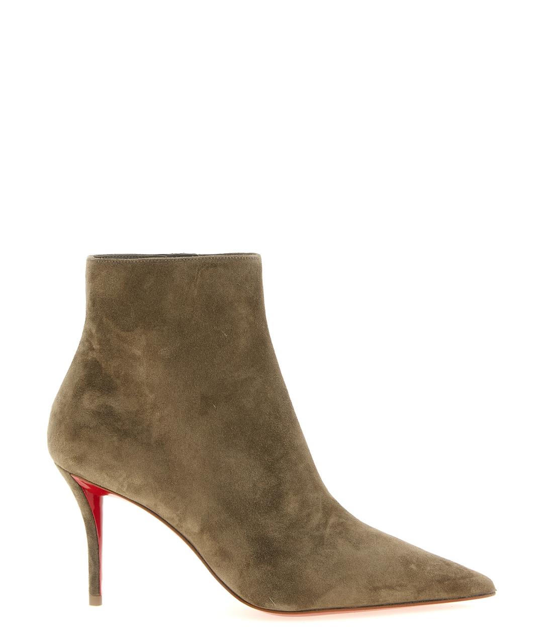 CHRISTIAN LOUBOUTIN Бежевые замшевые ботильоны, фото 1