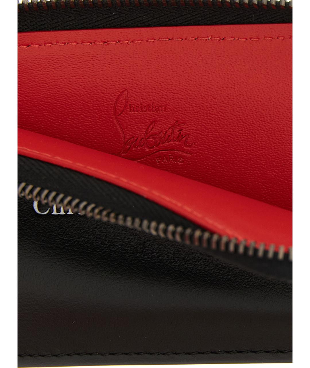 CHRISTIAN LOUBOUTIN Черный кожаный кардхолдер, фото 3