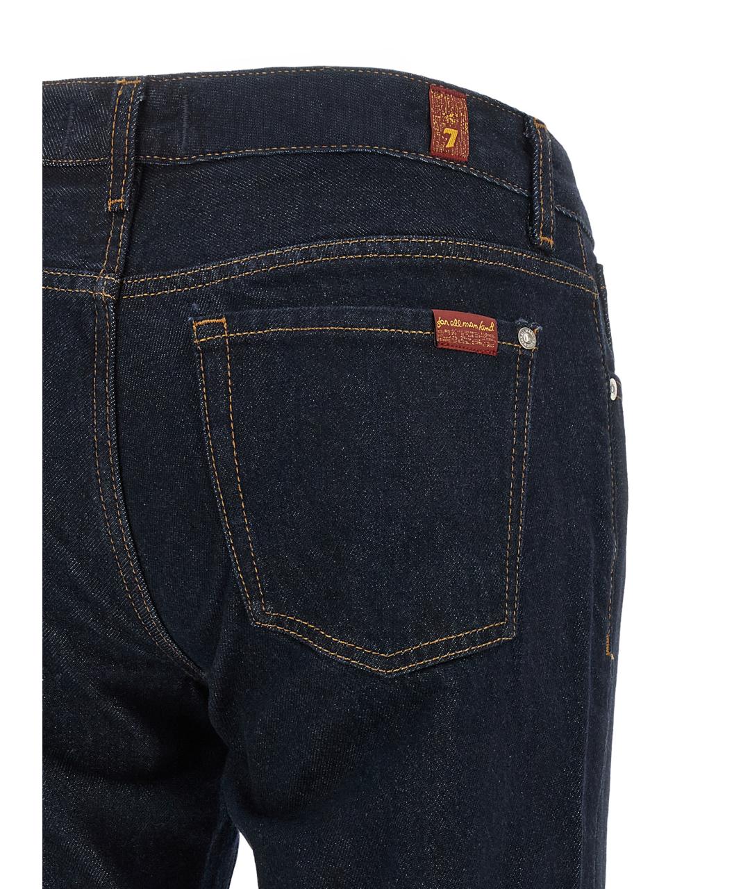 7 FOR ALL MANKIND Темно-синие хлопковые джинсы клеш, фото 4