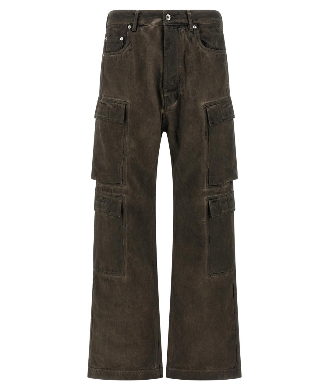RICK OWENS DRKSHDW Хаки хлопковые прямые джинсы, фото 1