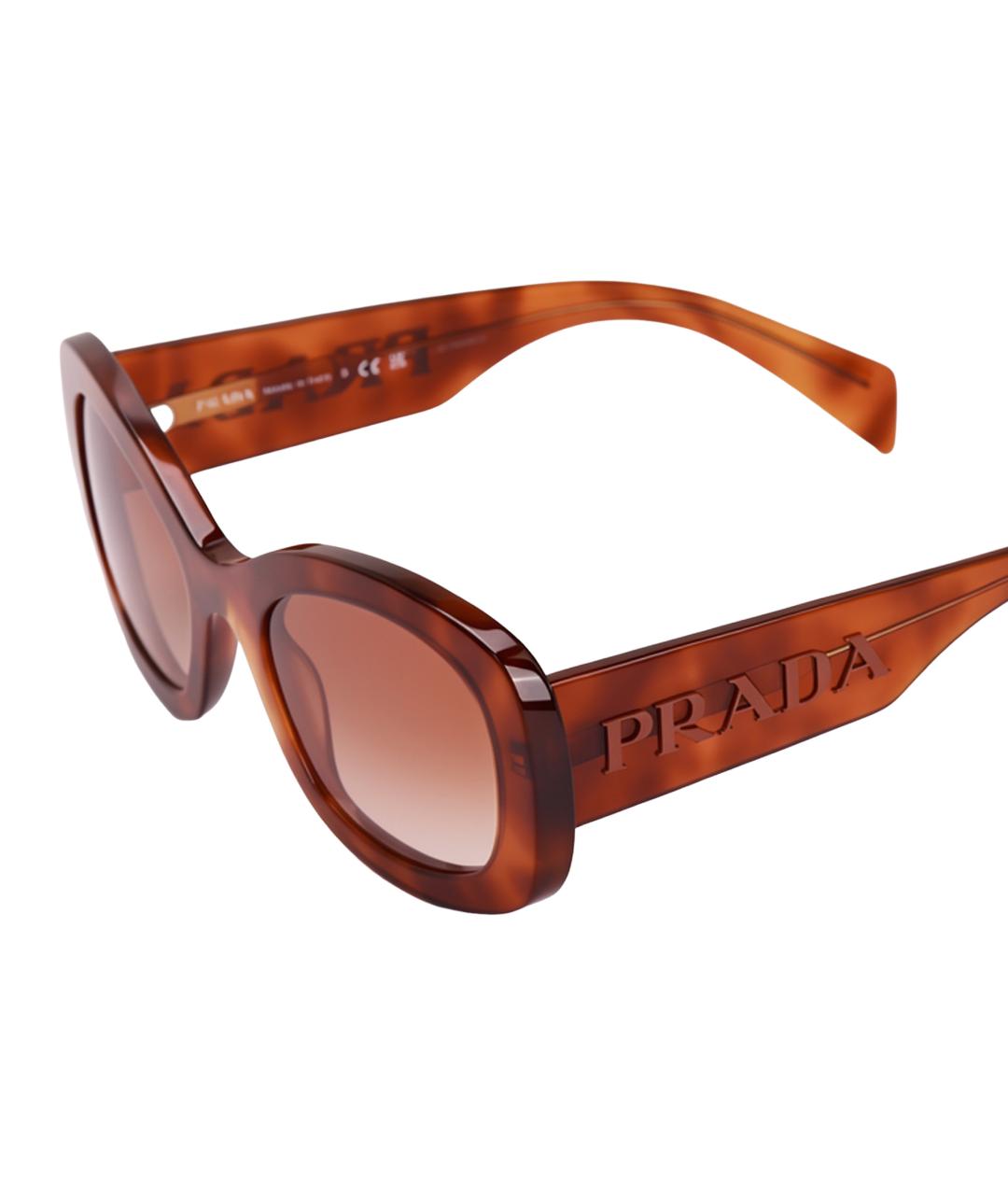 PRADA Коричневые пластиковые солнцезащитные очки, фото 2