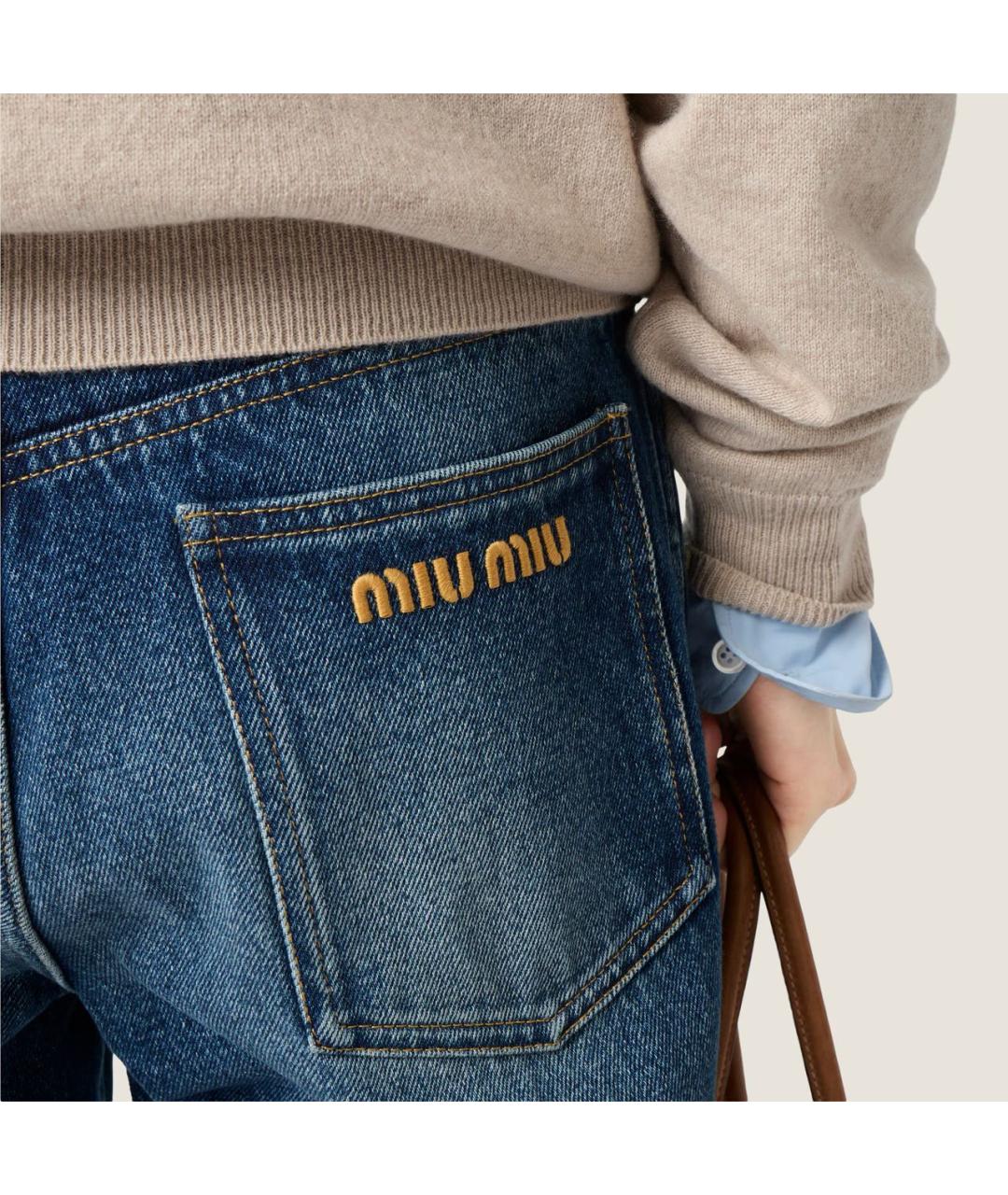 MIU MIU Синие хлопковые прямые джинсы, фото 5