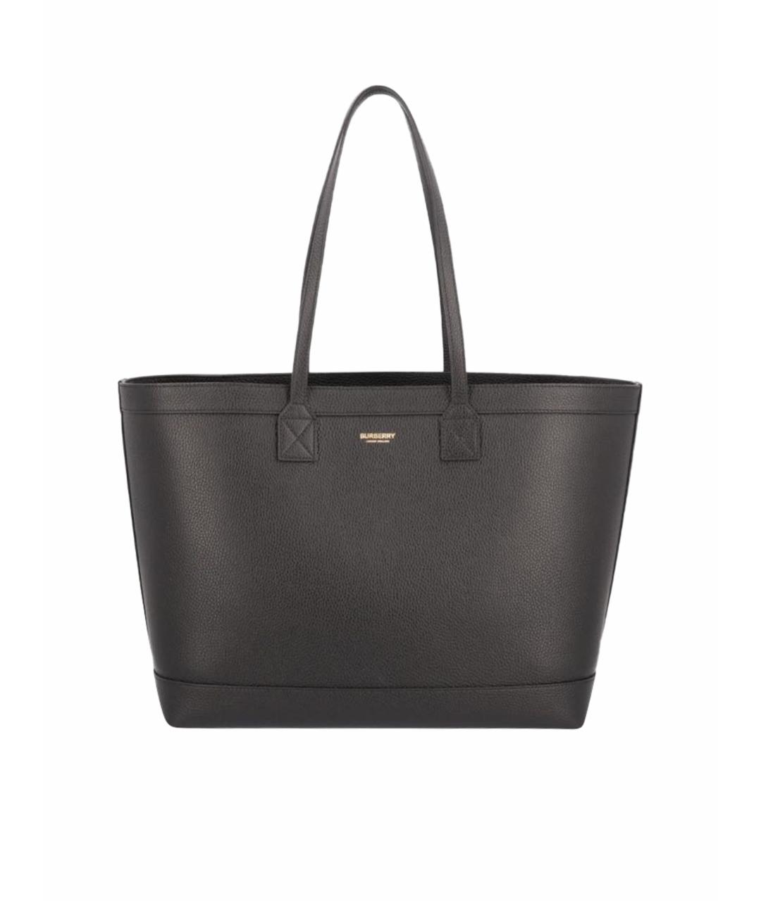 BURBERRY Черная кожаная сумка тоут, фото 1