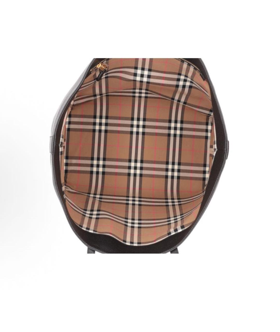 BURBERRY Черная кожаная сумка тоут, фото 4