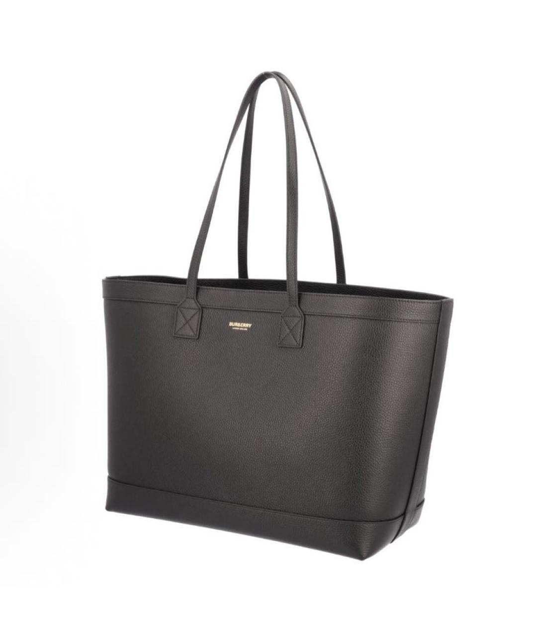 BURBERRY Черная кожаная сумка тоут, фото 2