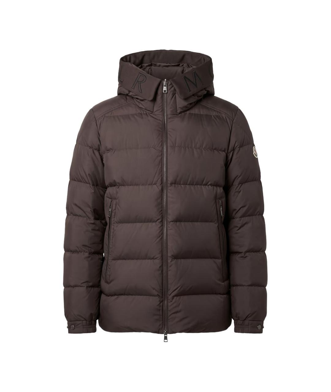 MONCLER Коричневый полиэстеровый пуховик, фото 1