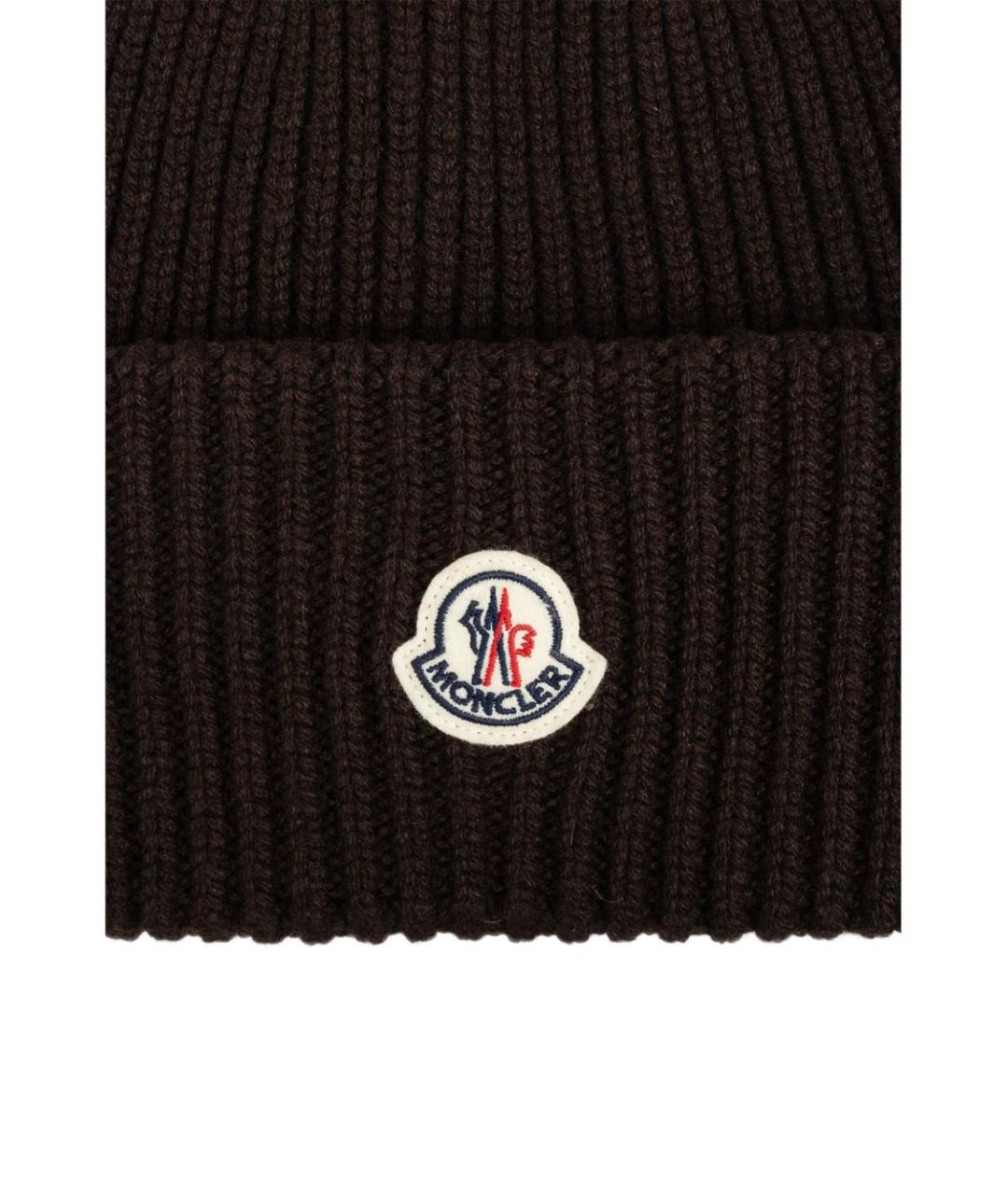 MONCLER Коричневая шерстяная шапка, фото 4