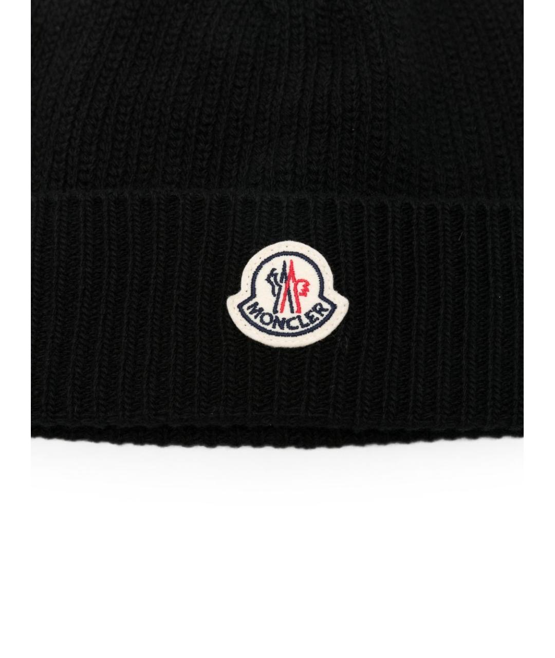 MONCLER Черная шерстяная шапка, фото 3