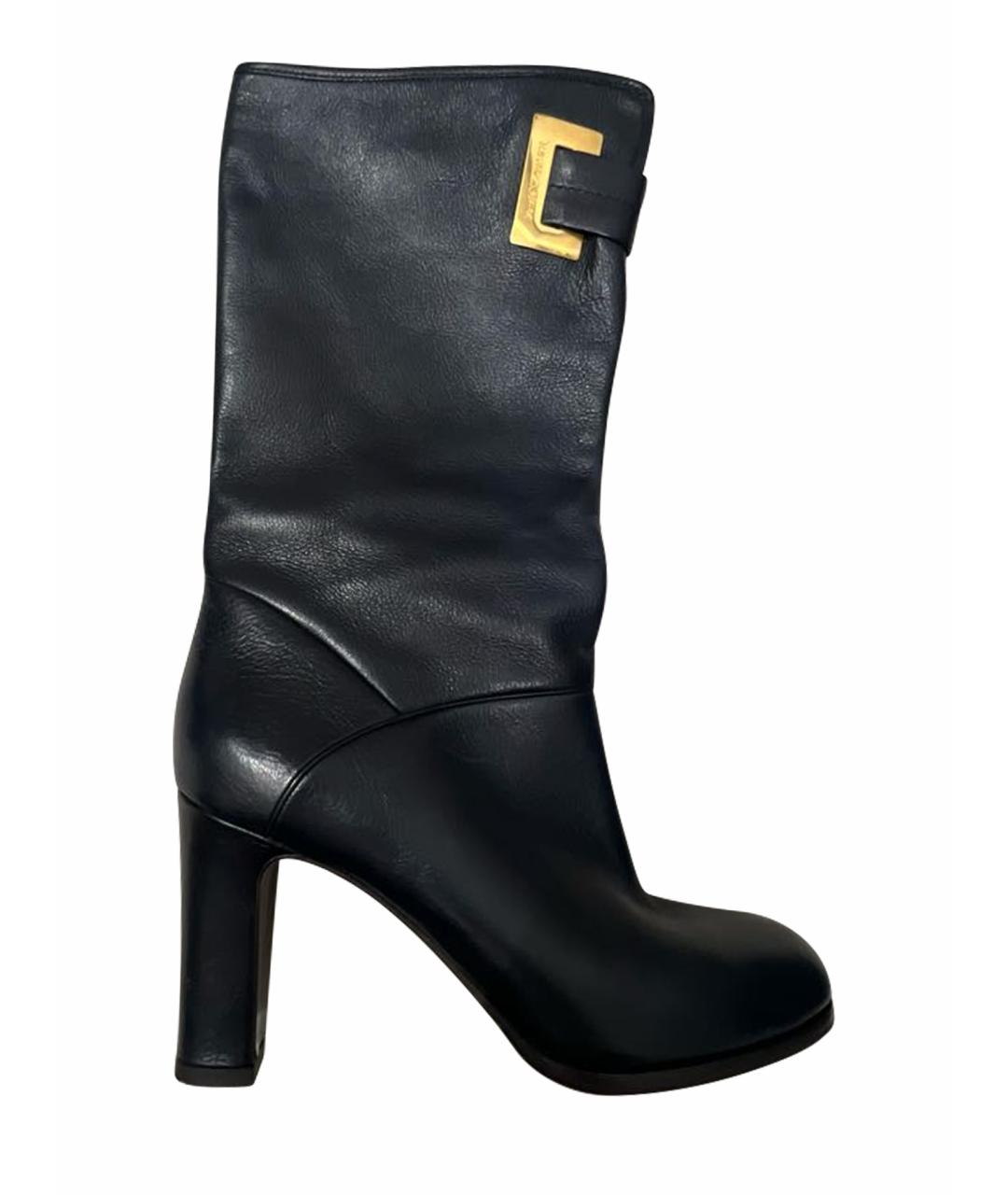 EMPORIO ARMANI Синие кожаные сапоги, фото 1