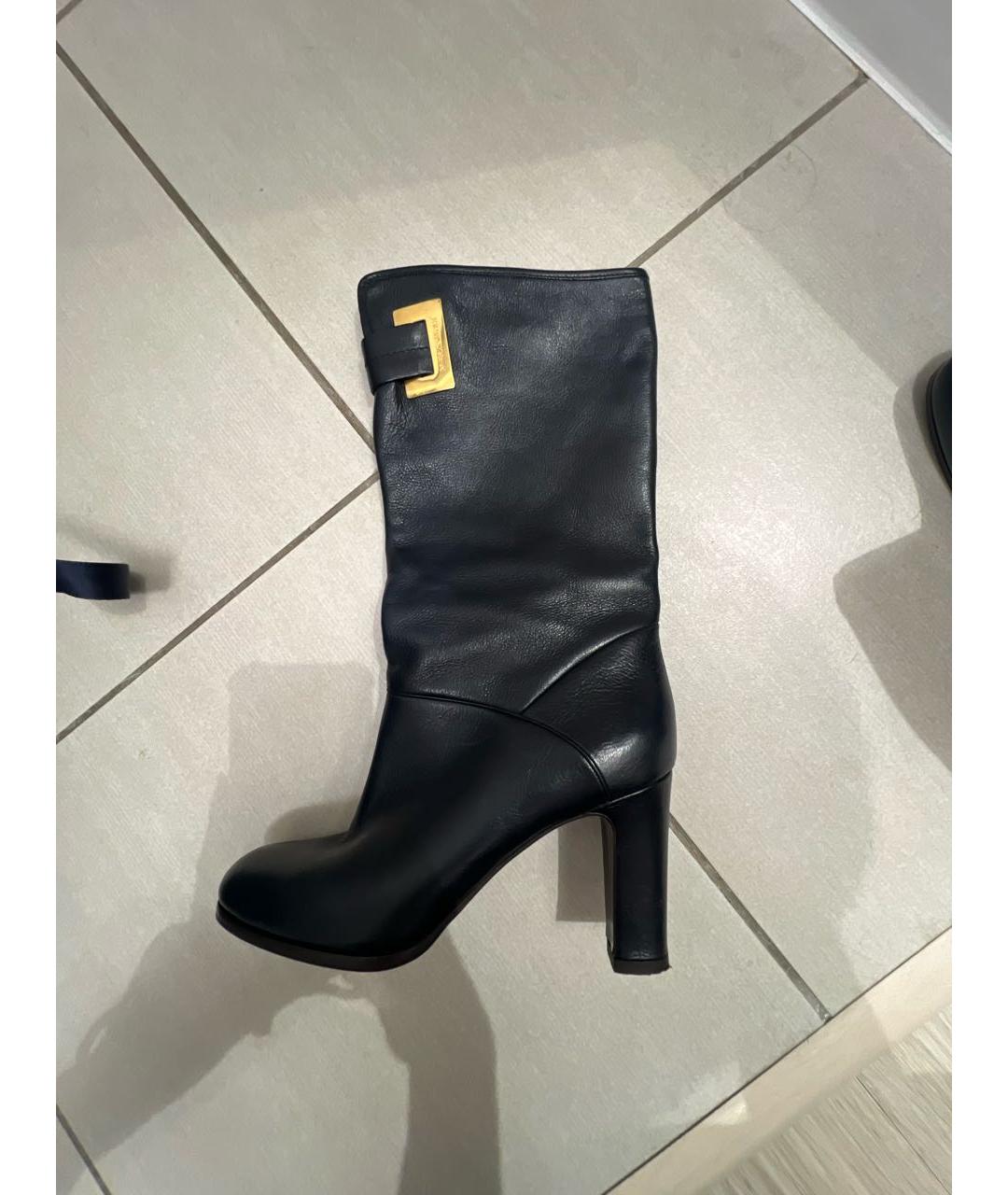 EMPORIO ARMANI Синие кожаные сапоги, фото 9