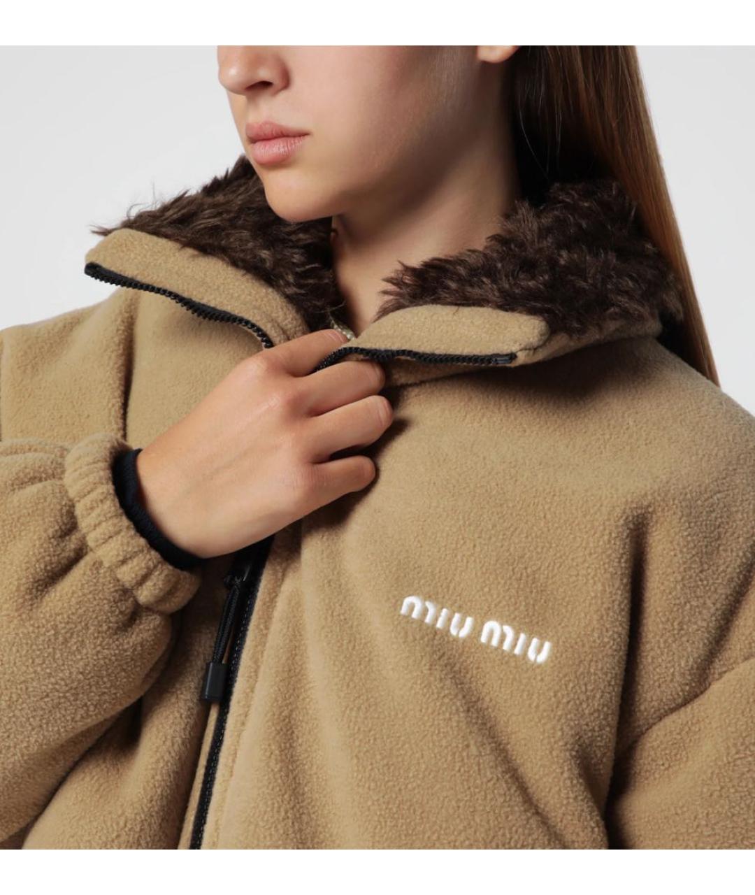 MIU MIU Коричневая полиэстеровая куртка, фото 4