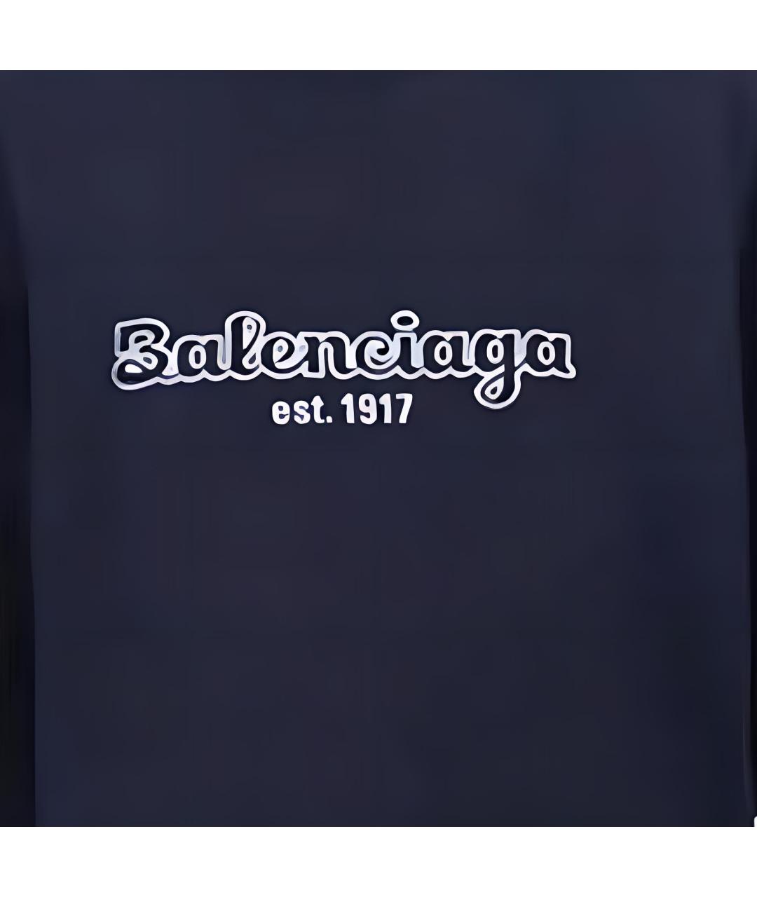 BALENCIAGA Синяя хлопковая футболка, фото 4