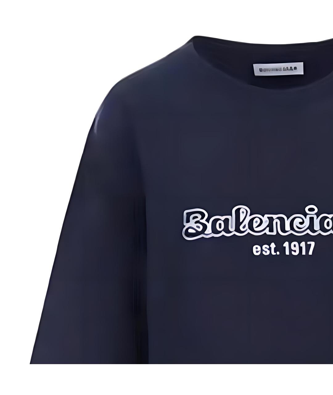 BALENCIAGA Синяя хлопковая футболка, фото 3
