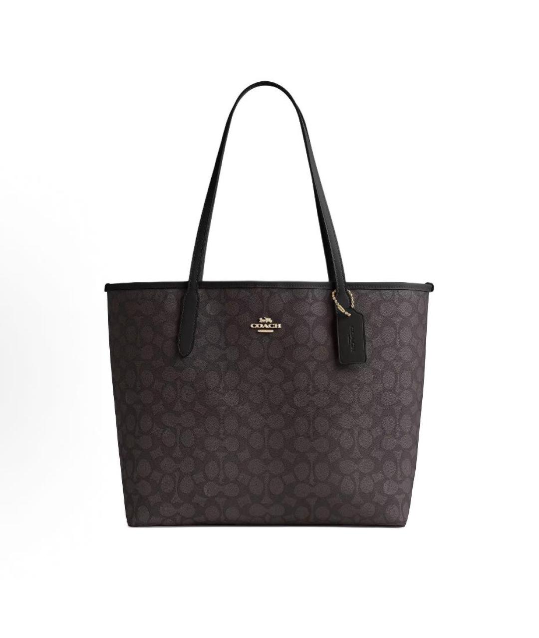 COACH Коричневая кожаная сумка тоут, фото 7