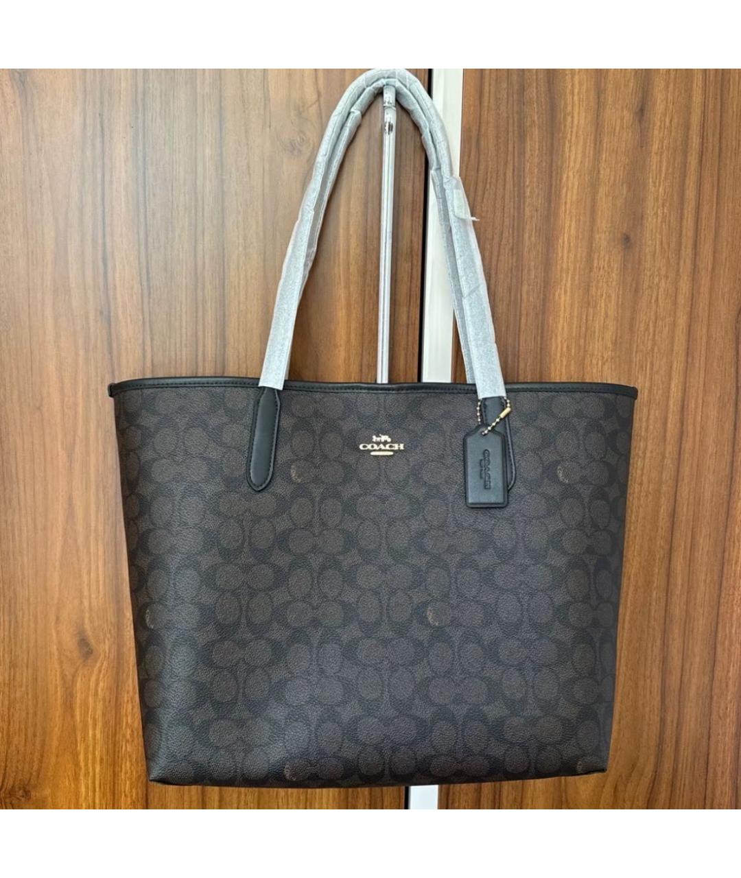 COACH Коричневая кожаная сумка тоут, фото 4