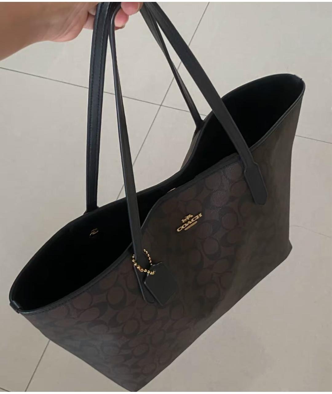 COACH Коричневая кожаная сумка тоут, фото 6