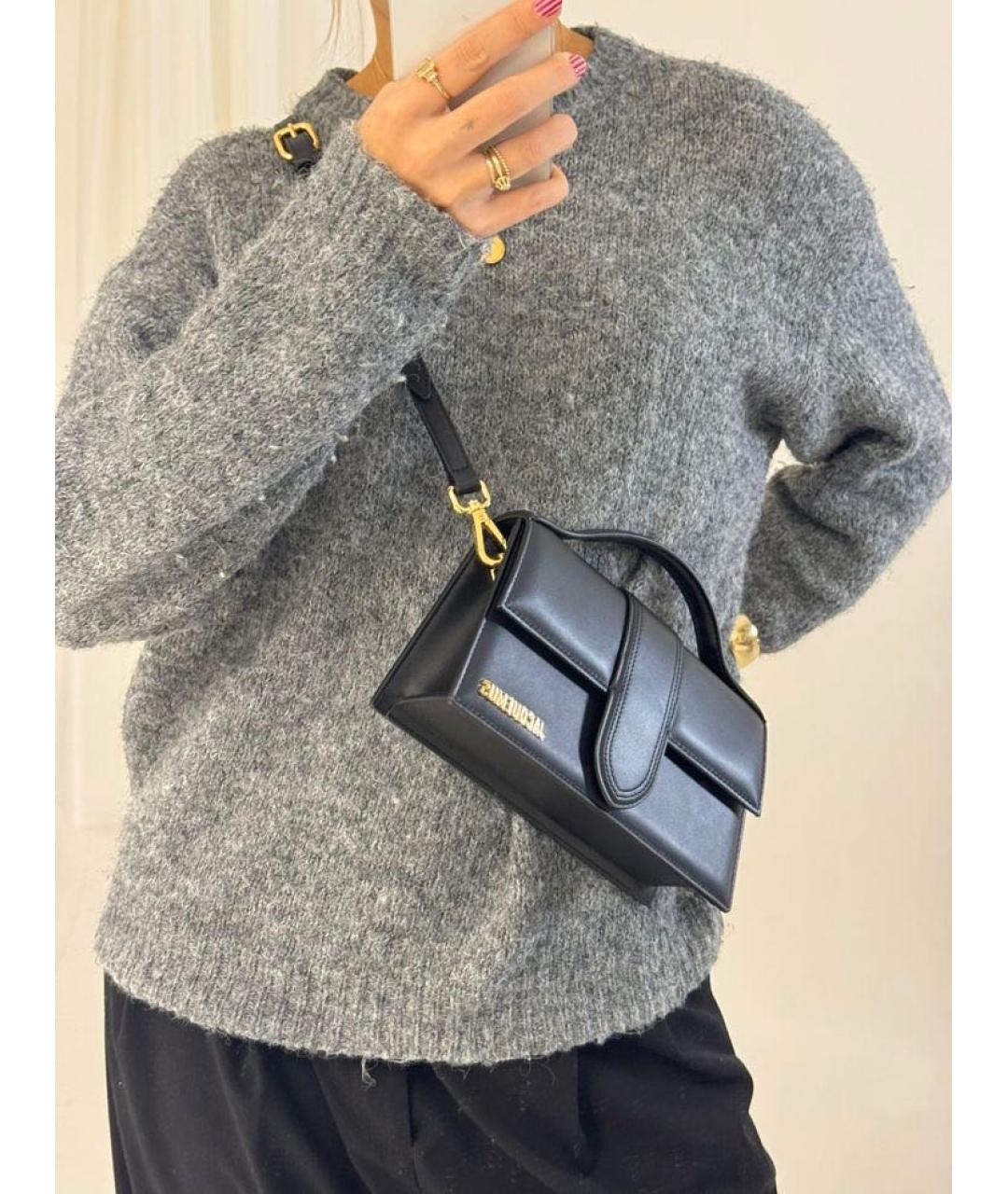 JACQUEMUS Черная кожаная сумка с короткими ручками, фото 8
