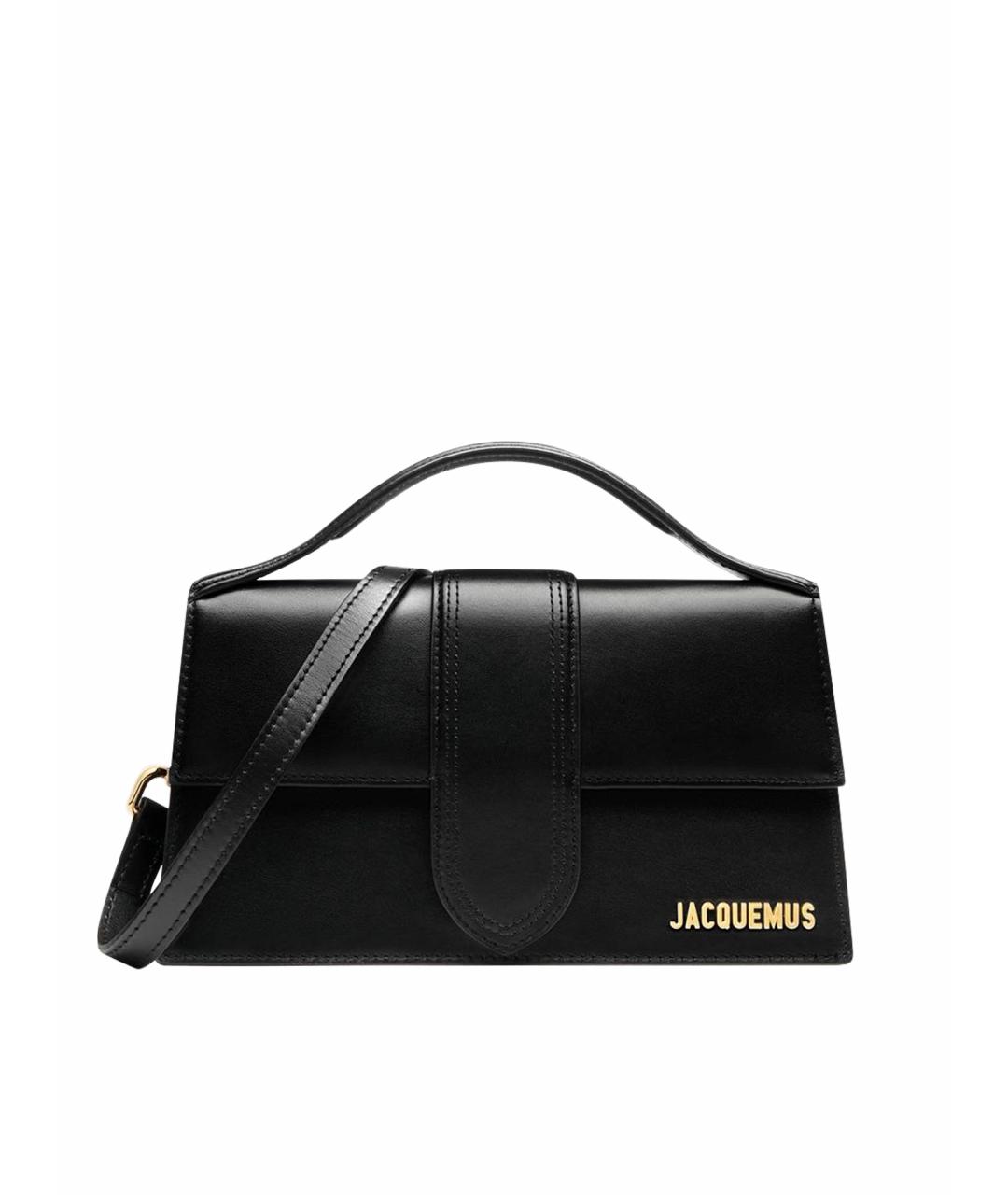 JACQUEMUS Черная кожаная сумка с короткими ручками, фото 1