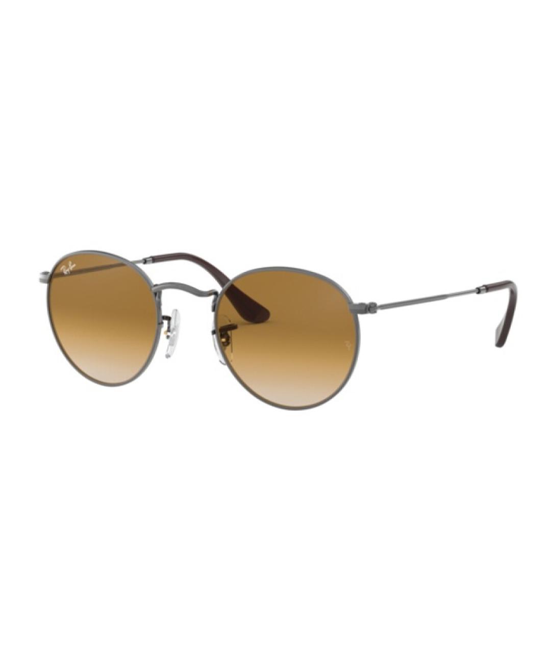 RAY BAN Коричневые металлические солнцезащитные очки, фото 1