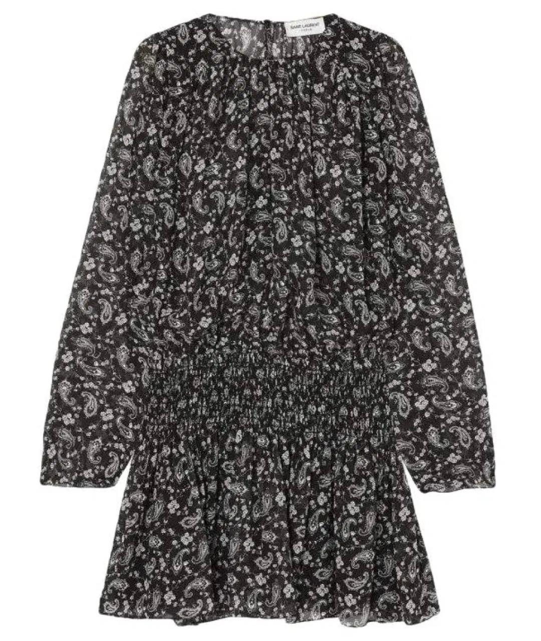 SAINT LAURENT Черное шелковое коктейльное платье, фото 1
