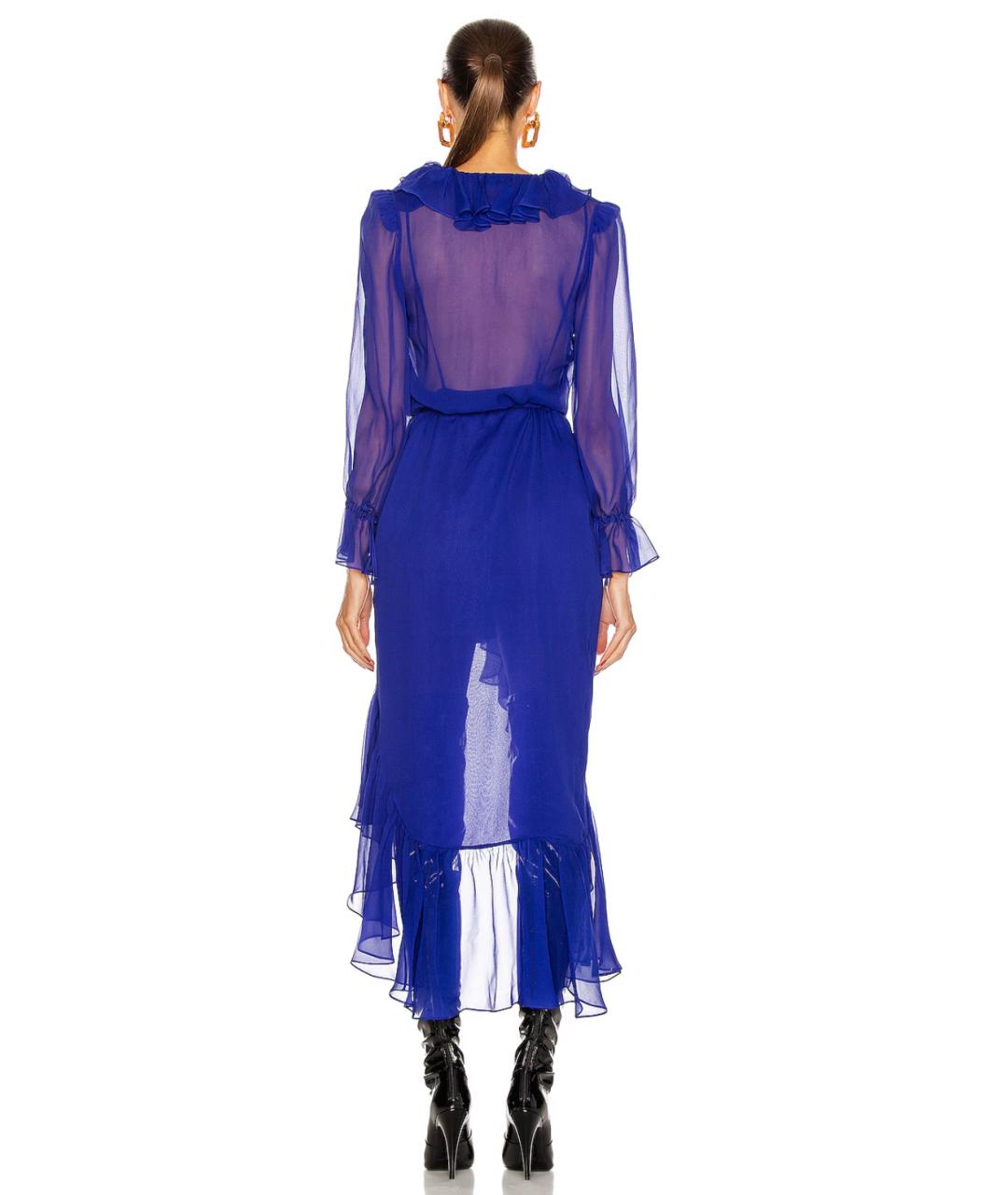 SAINT LAURENT Синее шелковое коктейльное платье, фото 4