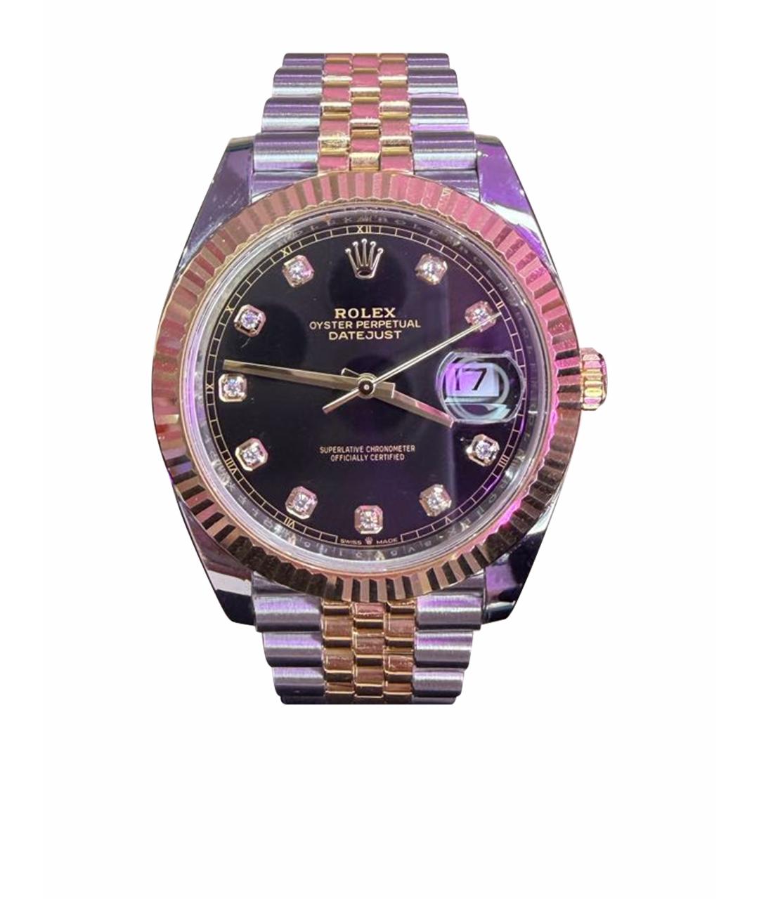 ROLEX Черные часы из желтого золота, фото 1