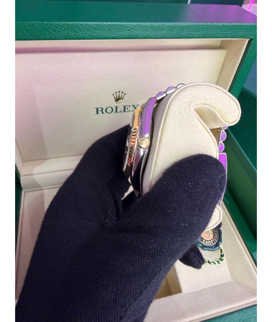 ROLEX Черные часы из желтого золота, фото 6