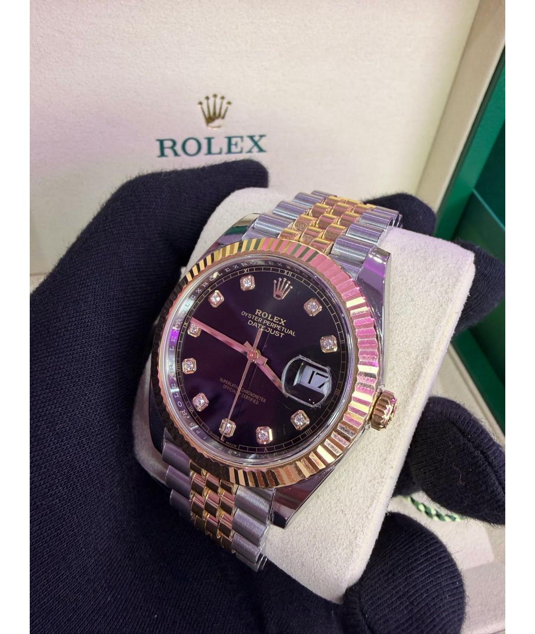 ROLEX Черные часы из желтого золота, фото 3