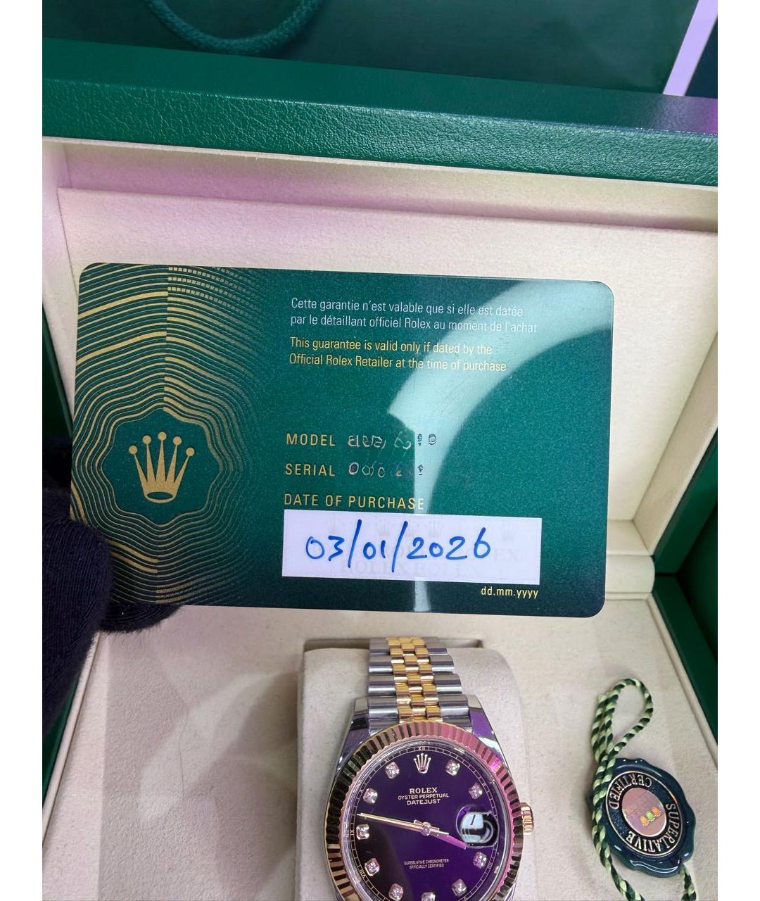 ROLEX Черные часы из желтого золота, фото 7